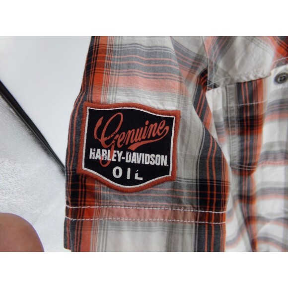 Harley Davidson Genuine Motor Clothes Mens Shirt SZ L Plaid Short Sleeve button - Picture 4 of 7